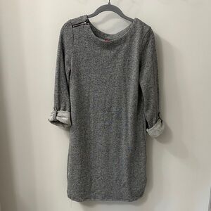 Gray Long Sleeve Dress with Zipper Detail